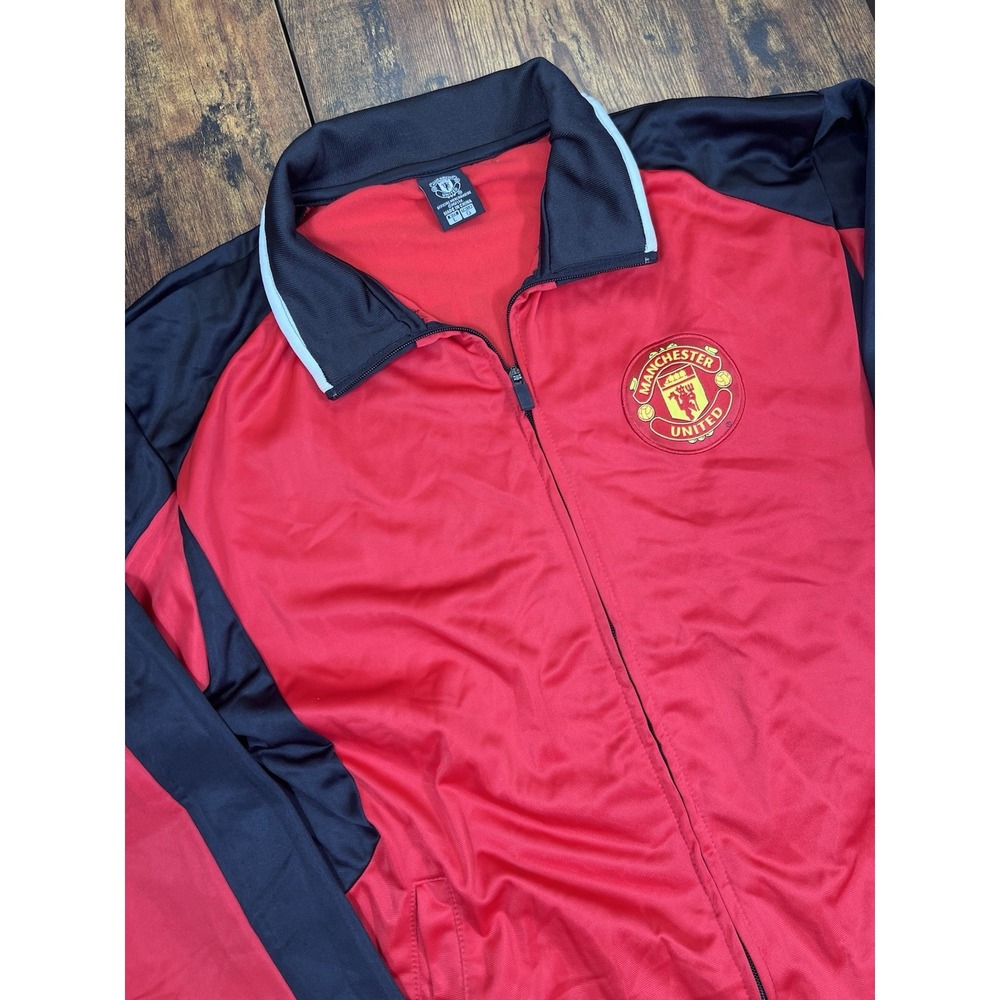Manchester United Mens Black Red Jacket Official Merchandise Sz Large